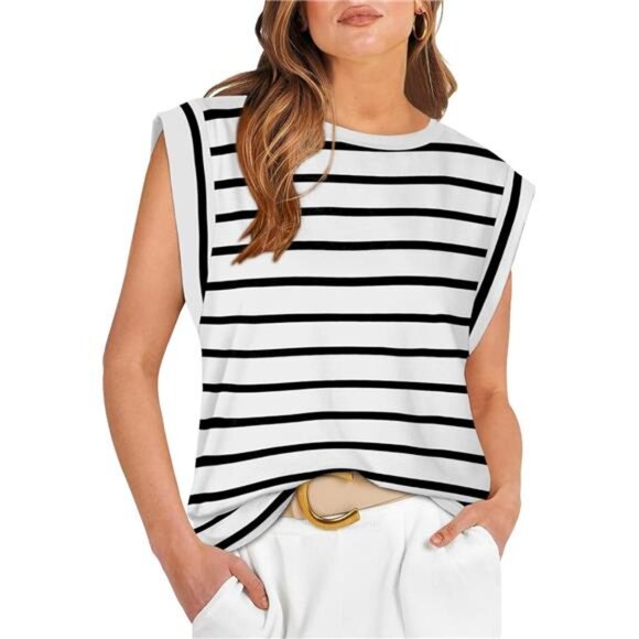 Cap Sleeve Tops for Women Summer Top Basic Tee Shirts Casual Tank Loose Fit - Picture 1 of 7